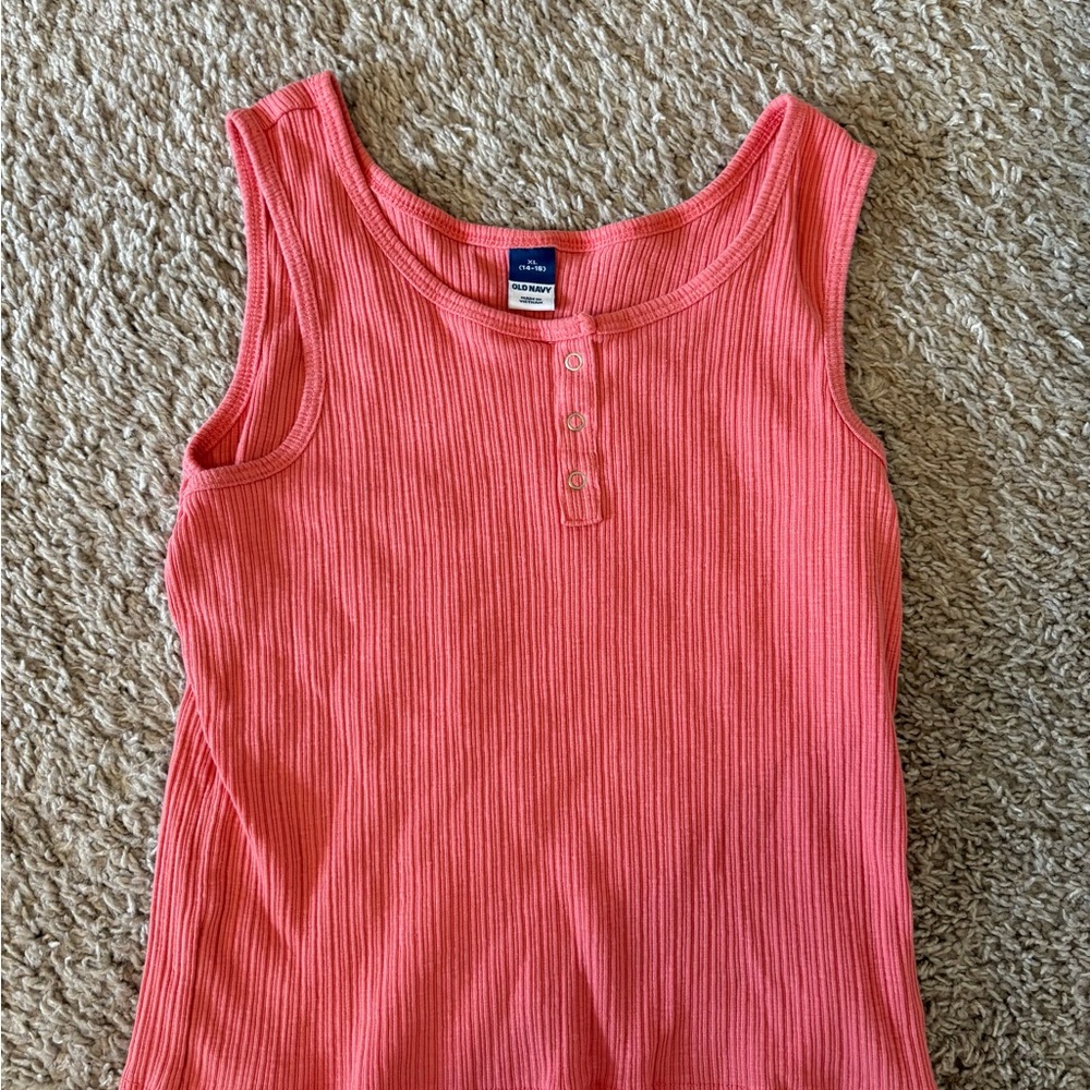Old Navy girls coral pink ribbed tank